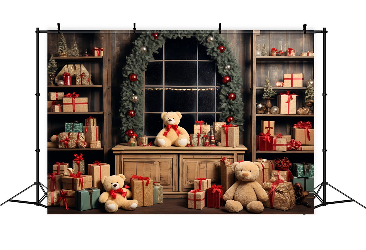 Christmas Backdrop Santa's Workshop Teddy Bears Backdrop UK BRP11-79