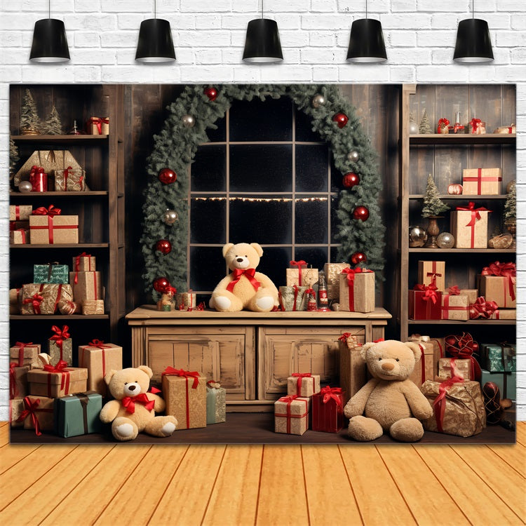 Christmas Backdrop Santa's Workshop Teddy Bears Backdrop UK BRP11-79