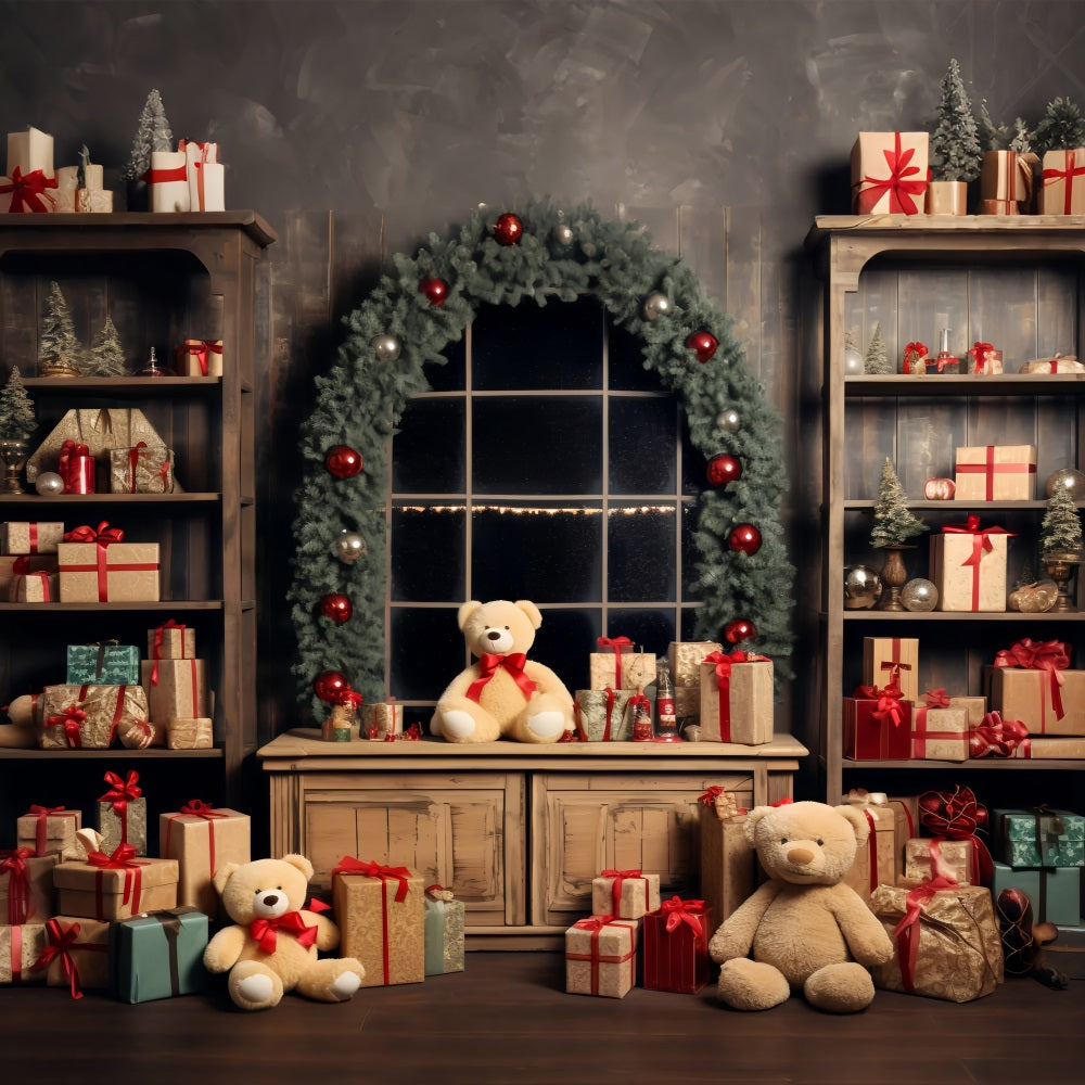 Christmas Backdrop Santa's Workshop Teddy Bears Backdrop UK BRP11-79