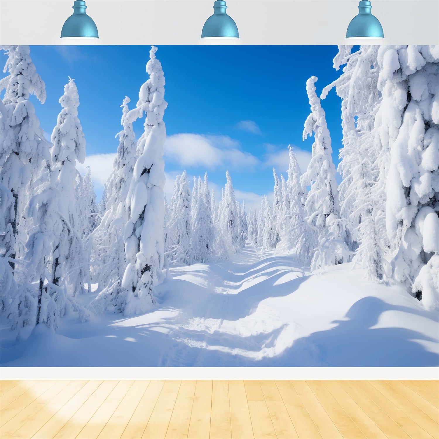 Winter Photography Backdrops Pine Trees Bright Sky Backdrop UK BRP11-8