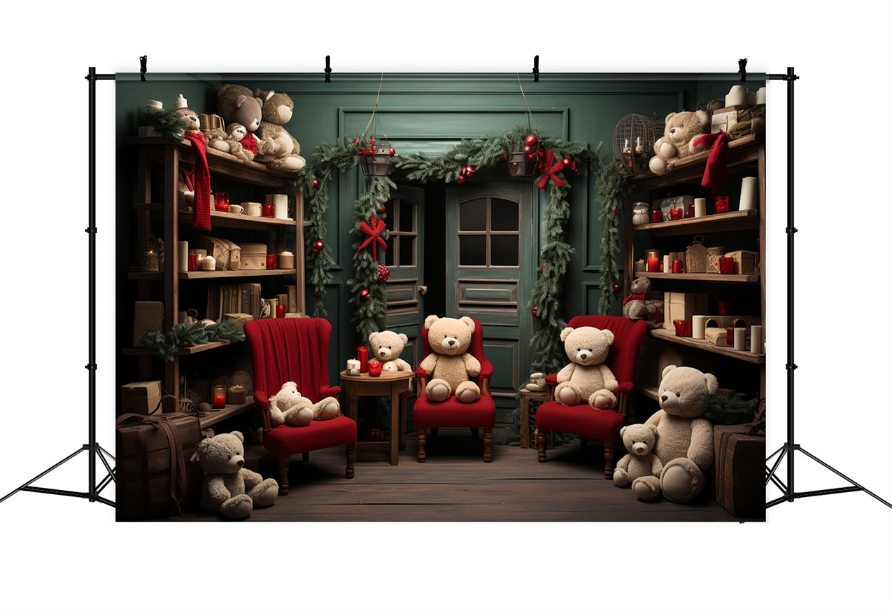 Christmas Backdrops Santa's Workshop Festive Bears Backdrop UK BRP11-91