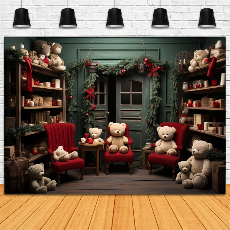 Christmas Backdrops Santa's Workshop Festive Bears Backdrop UK BRP11-91