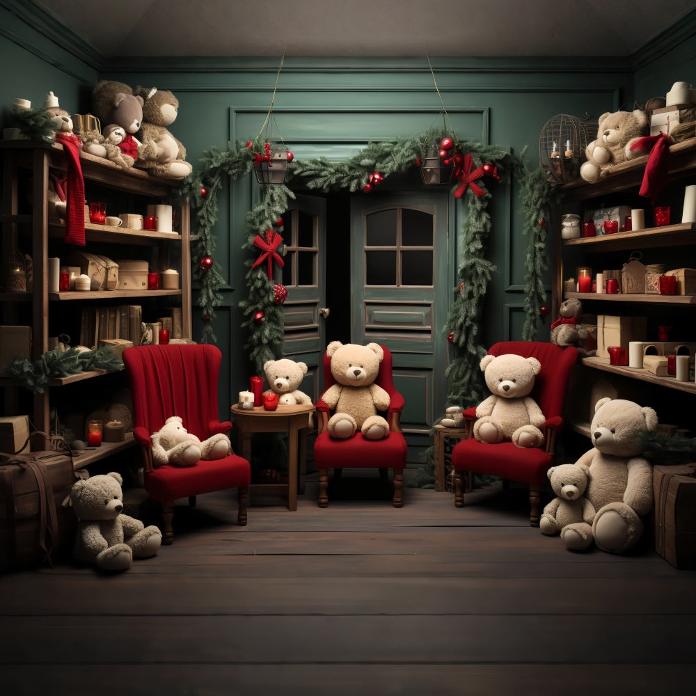 Christmas Backdrops Santa's Workshop Festive Bears Backdrop UK BRP11-91