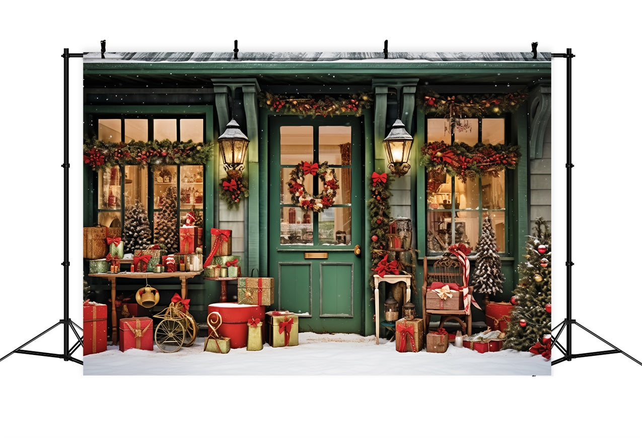 Christmas Backdrops Santa's Workshop Entrance Gifts Backdrop UK BRP11-93