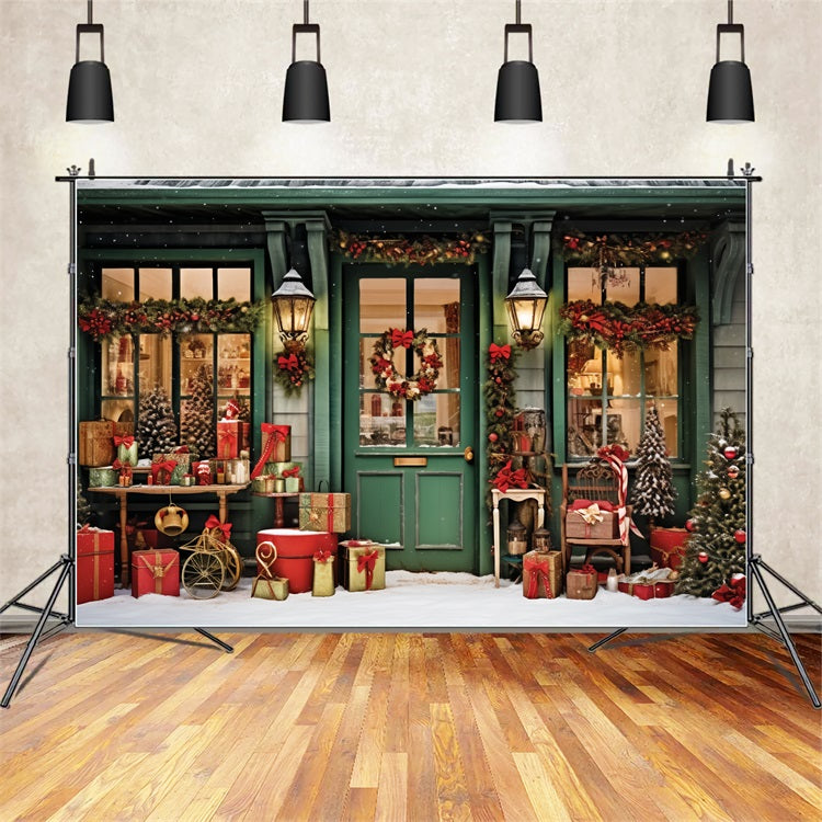 Christmas Backdrops Santa's Workshop Entrance Gifts Backdrop UK BRP11-93