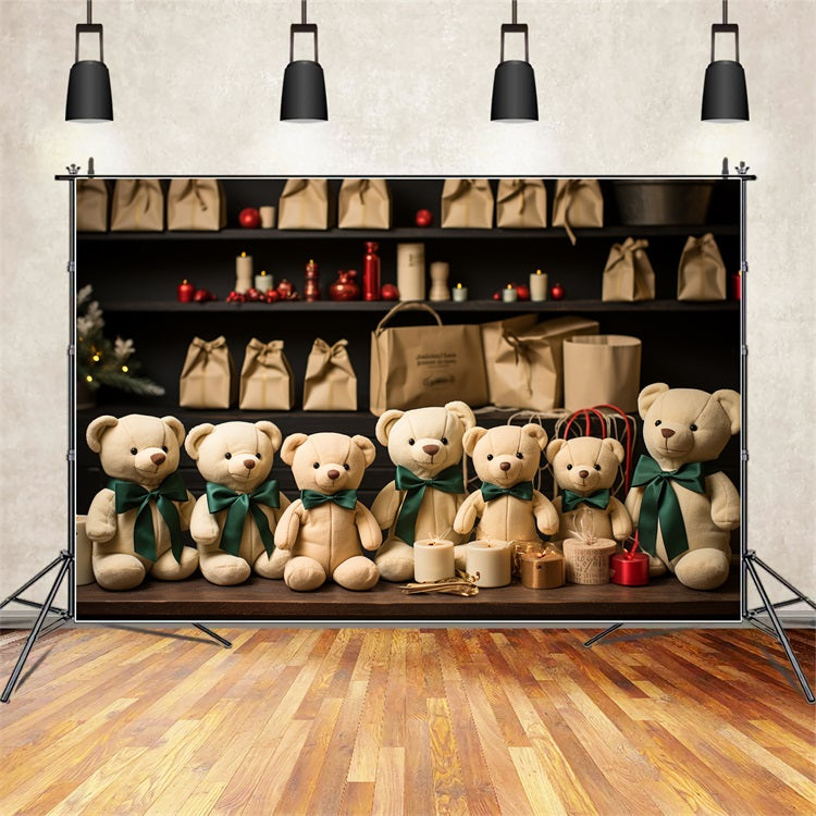 Christmas Photo Backdrop Santa's Workshop Teddy Bear Gathering Backdrop UK BRP11-97