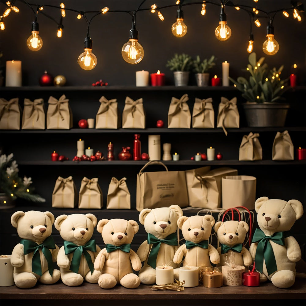 Christmas Photo Backdrop Santa's Workshop Teddy Bear Gathering Backdrop UK BRP11-97