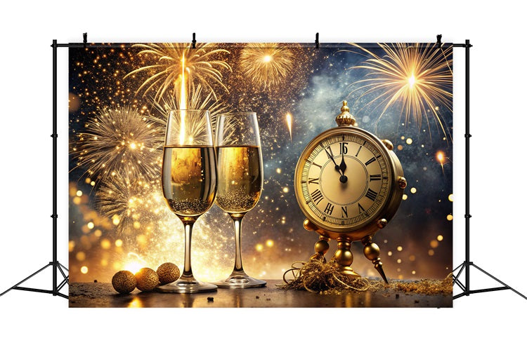 New Years Eve Photo Backdrop Champagne Clock Backdrop UK BRP12-102