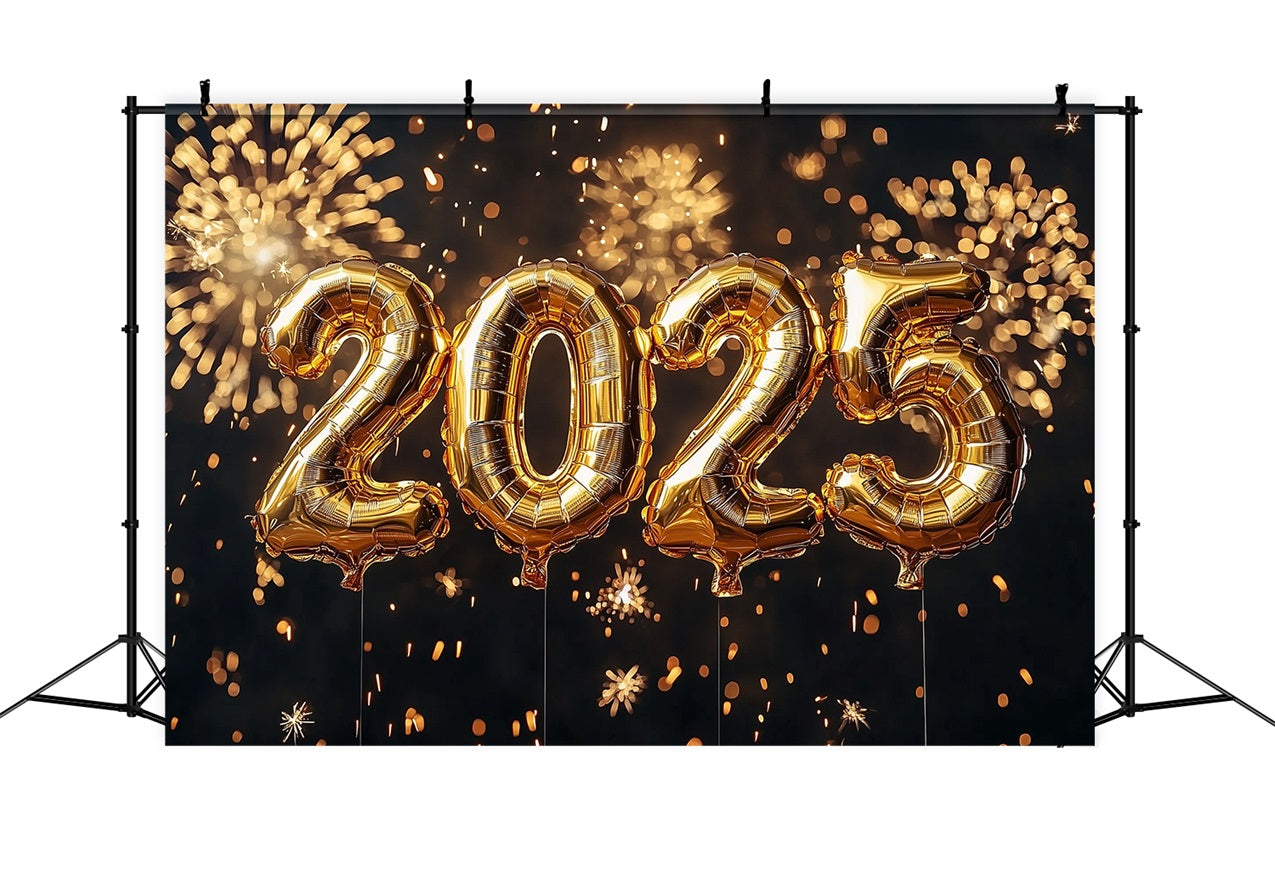 New Year Backdrop 2025 Golden Balloon Decor Backdrop UK BRP12-107