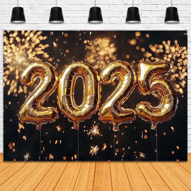 New Year Backdrop 2025 Golden Balloon Decor Backdrop UK BRP12-107