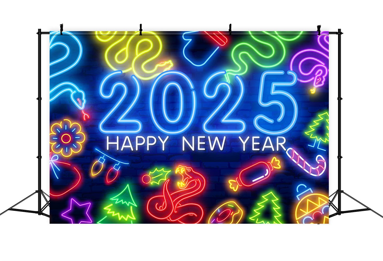 Backdrop Happy New Year 2025 Neon Celebration Backdrop UK BRP12-109