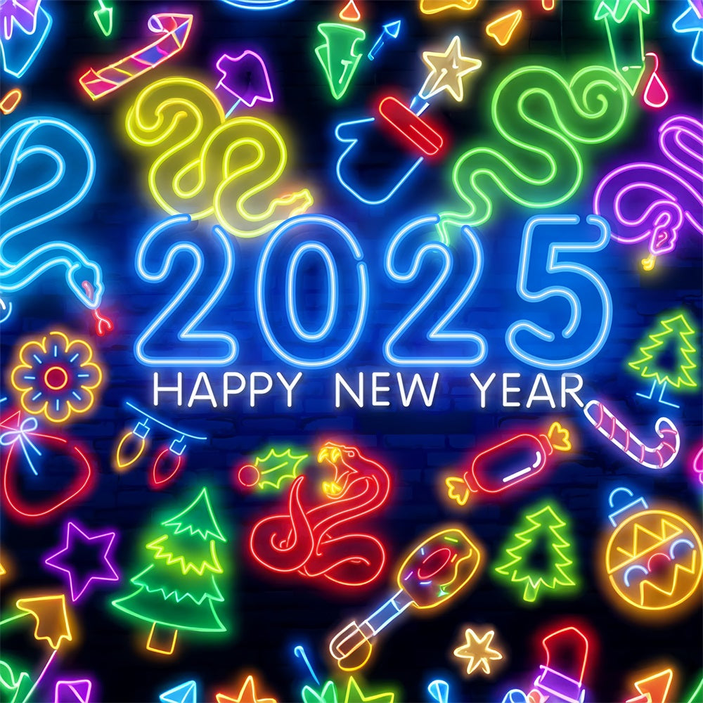 Backdrop Happy New Year 2025 Neon Celebration Backdrop UK BRP12-109