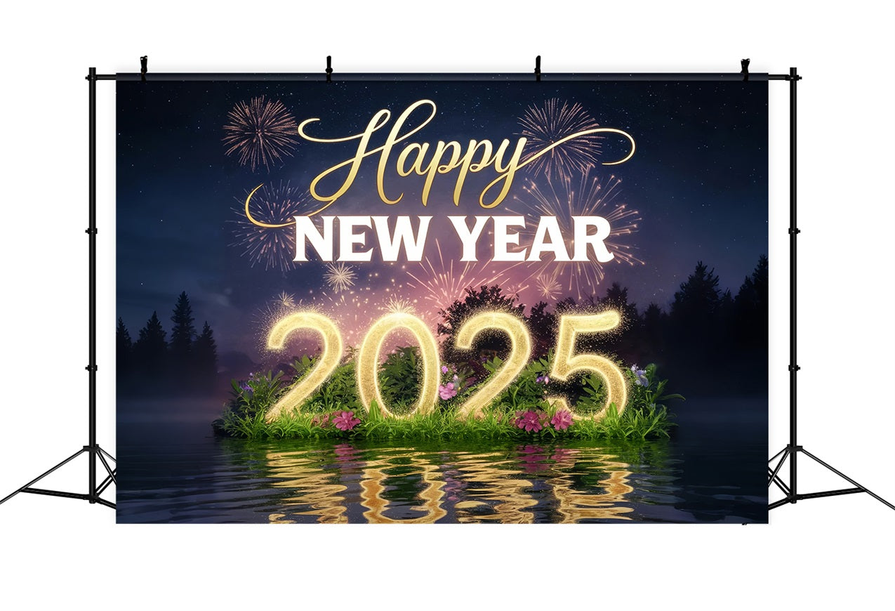 New Year's Photo Backdrop 2025 Natural Firework Backdrop UK BRP12-110