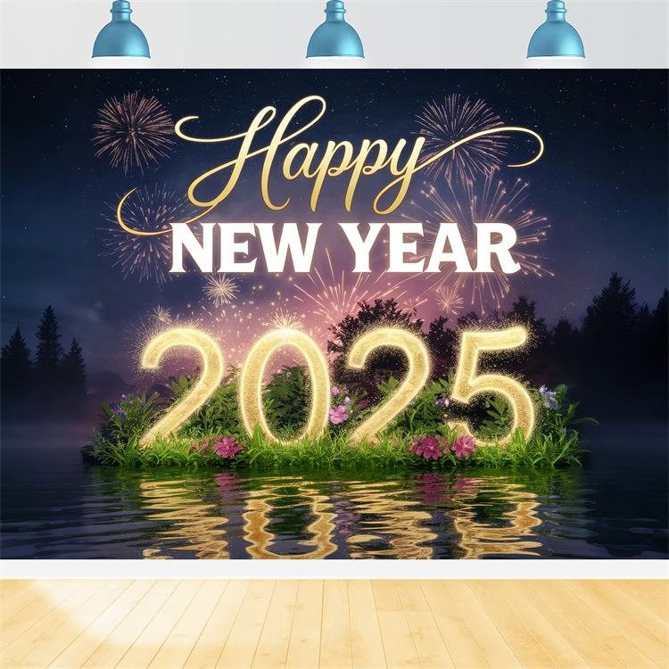 New Year's Photo Backdrop 2025 Natural Firework Backdrop UK BRP12-110