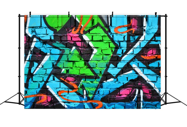 Graffiti Backdrop Photography Vivid Brick Wall Decor Backdrop UK BRP12-111