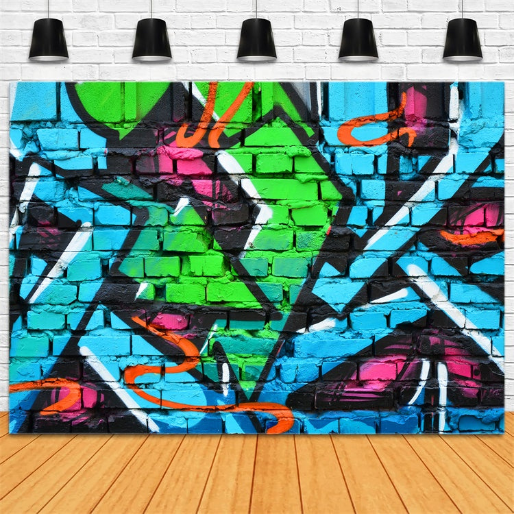 Graffiti Backdrop Photography Vivid Brick Wall Decor Backdrop UK BRP12-111