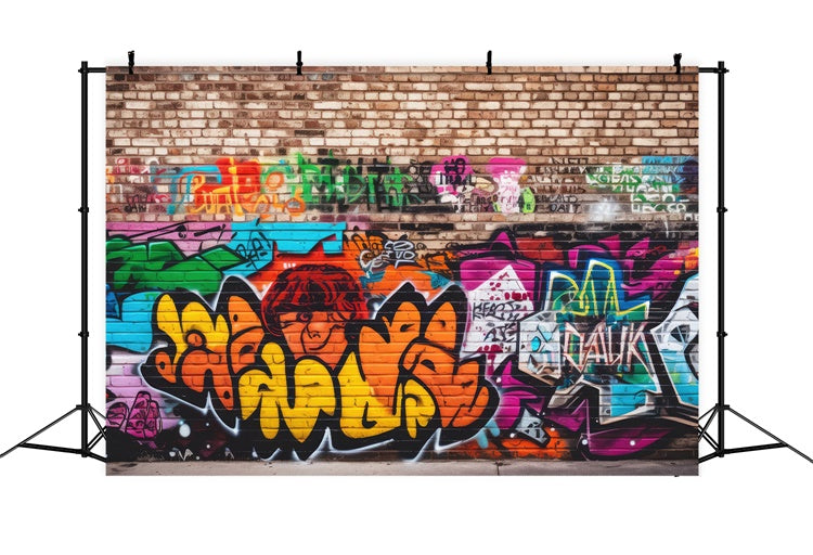 Graffiti Brick Wall Backdrop Brilliant Art Backdrop UK BRP12-117