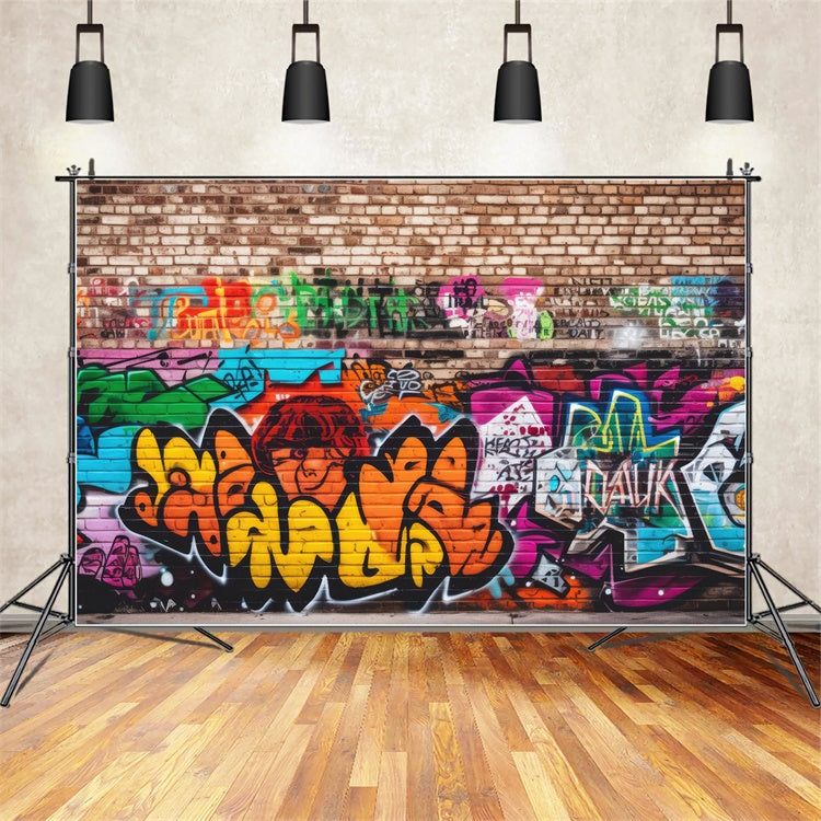 Graffiti Brick Wall Backdrop Brilliant Art Backdrop UK BRP12-117