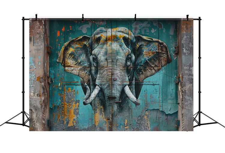 Graffiti Backdrop Photography Realistic Elephant Mural Backdrop UK BRP12-130