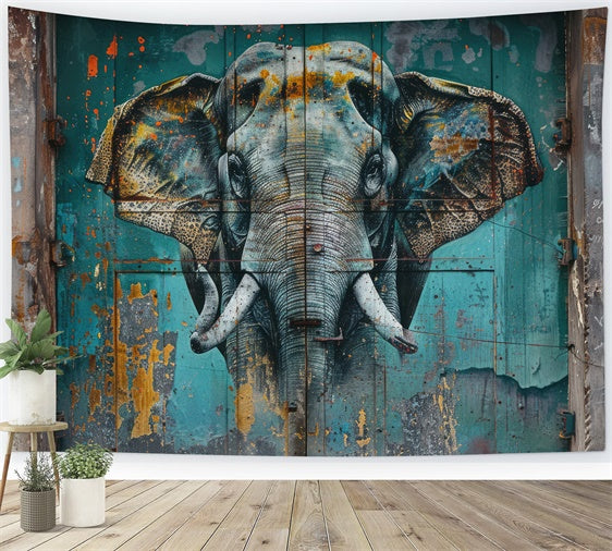 Graffiti Backdrop Photography Realistic Elephant Mural Backdrop UK BRP12-130