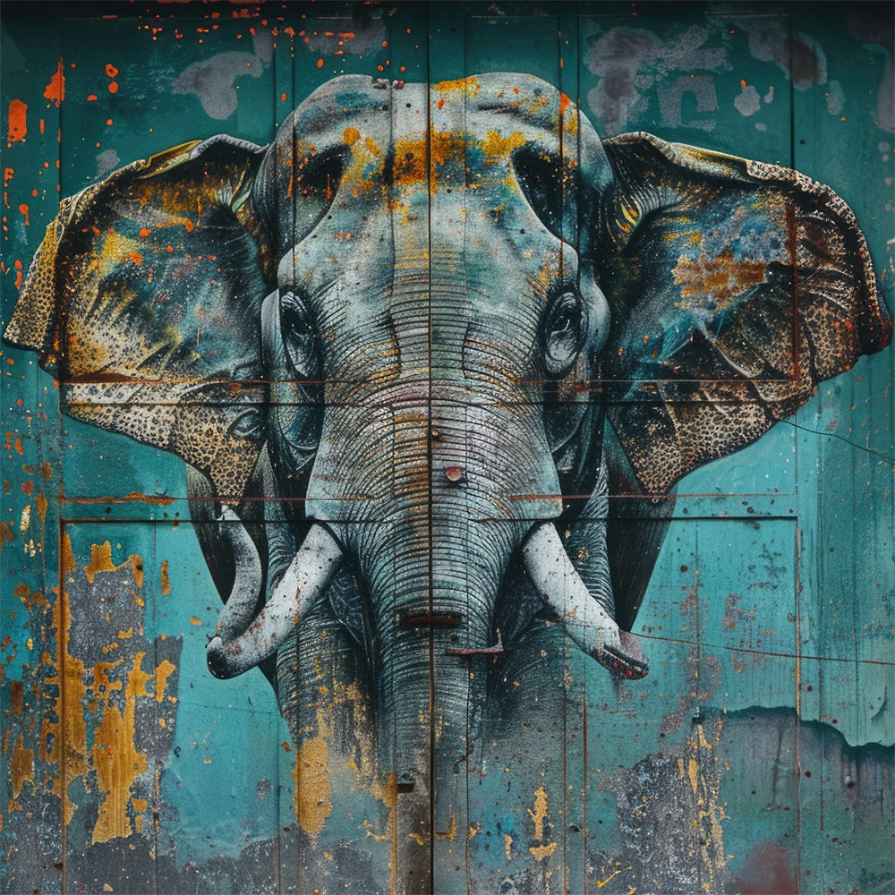 Graffiti Backdrop Photography Realistic Elephant Mural Backdrop UK BRP12-130