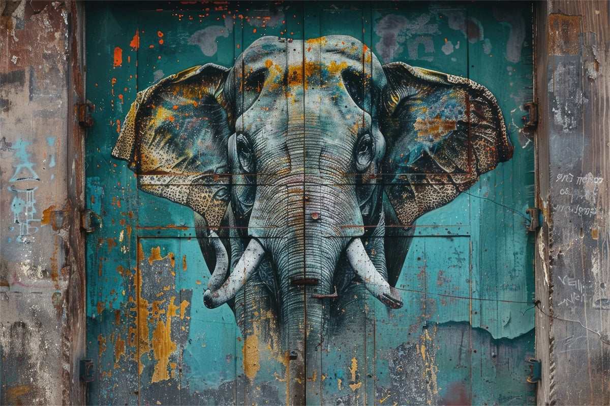 Graffiti Backdrop Photography Realistic Elephant Mural Backdrop UK BRP12-130