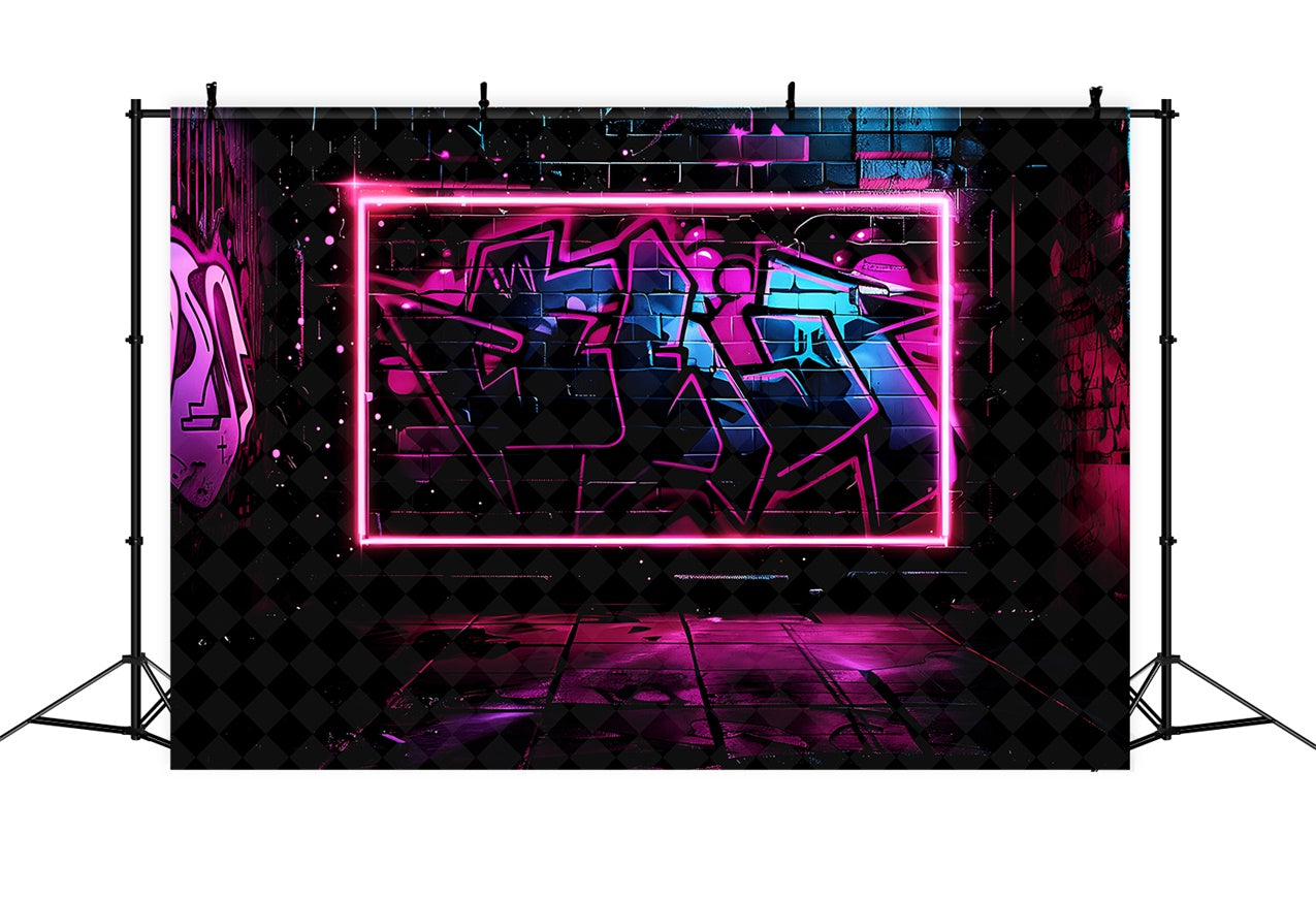 Graffiti Wall Backdrop Dazzling Neon Art Frame Backdrop UK BRP12-133