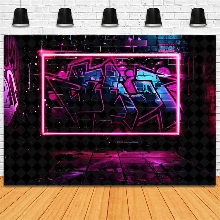 Graffiti Wall Backdrop Dazzling Neon Art Frame Backdrop UK BRP12-133