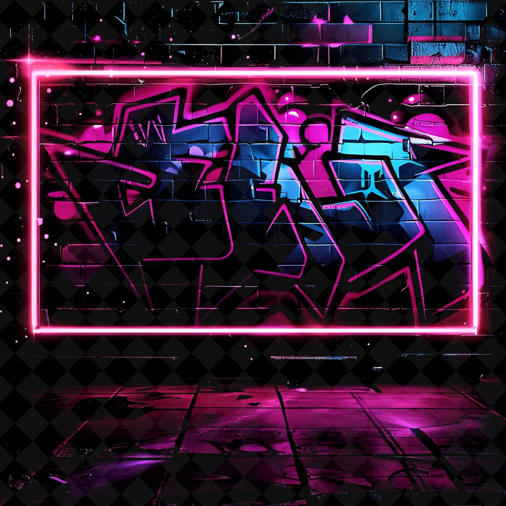 Graffiti Wall Backdrop Dazzling Neon Art Frame Backdrop UK BRP12-133