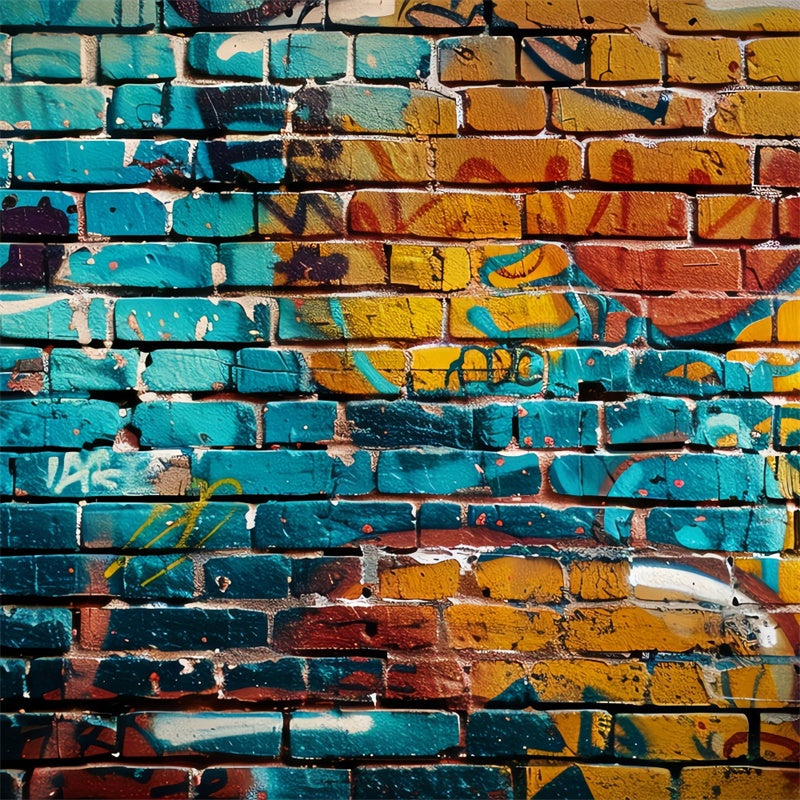 Graffiti Backdrop Colorful Brick Wall Photography Backdrop UK BRP12-136