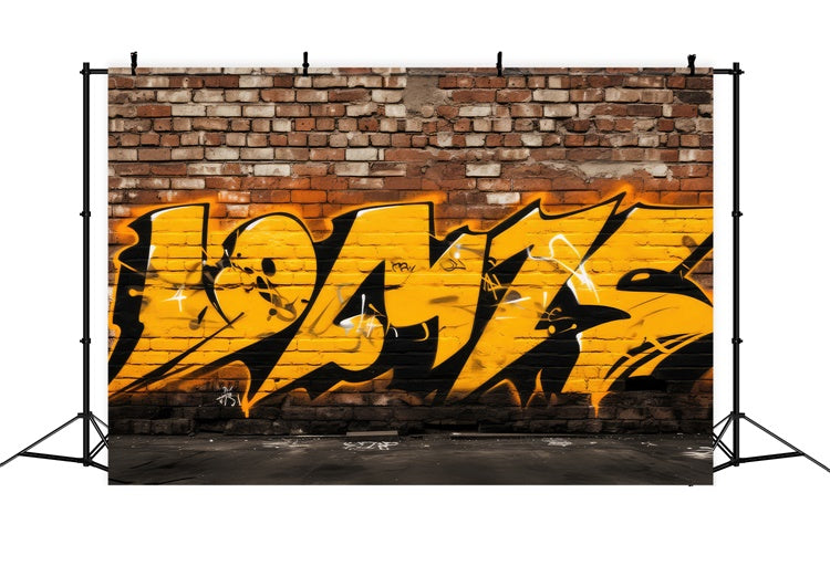 Graffiti Photo Backdrop Yellow Brick Wall Photography Backdrop UK BRP12-140