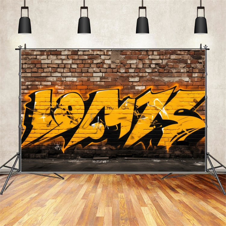 Graffiti Photo Backdrop Yellow Brick Wall Photography Backdrop UK BRP12-140