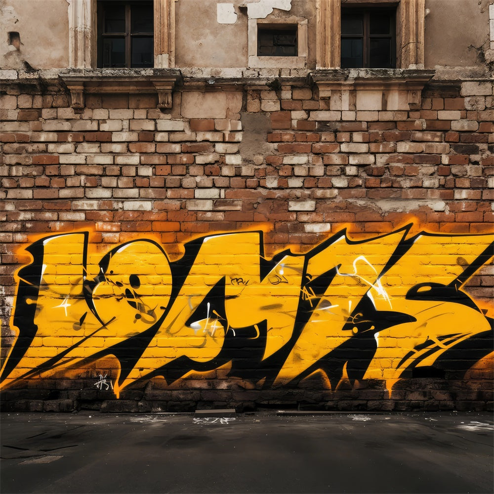 Graffiti Photo Backdrop Yellow Brick Wall Photography Backdrop UK BRP12-140