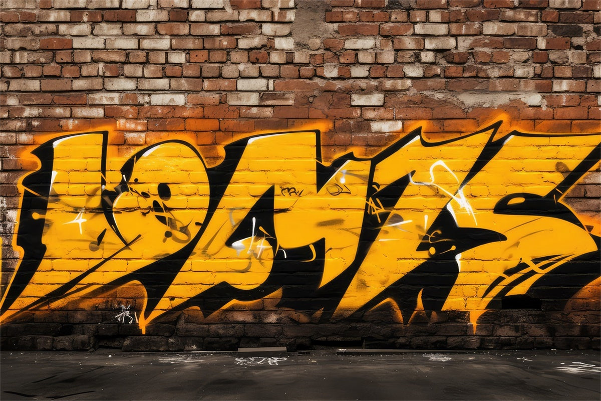 Graffiti Photo Backdrop Yellow Brick Wall Photography Backdrop UK BRP12-140