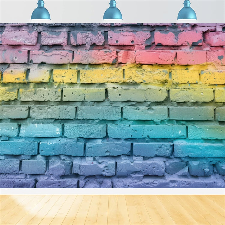 Graffiti Photography Backdrop Colorful Block Brick Wall Backdrop UK BRP12-141