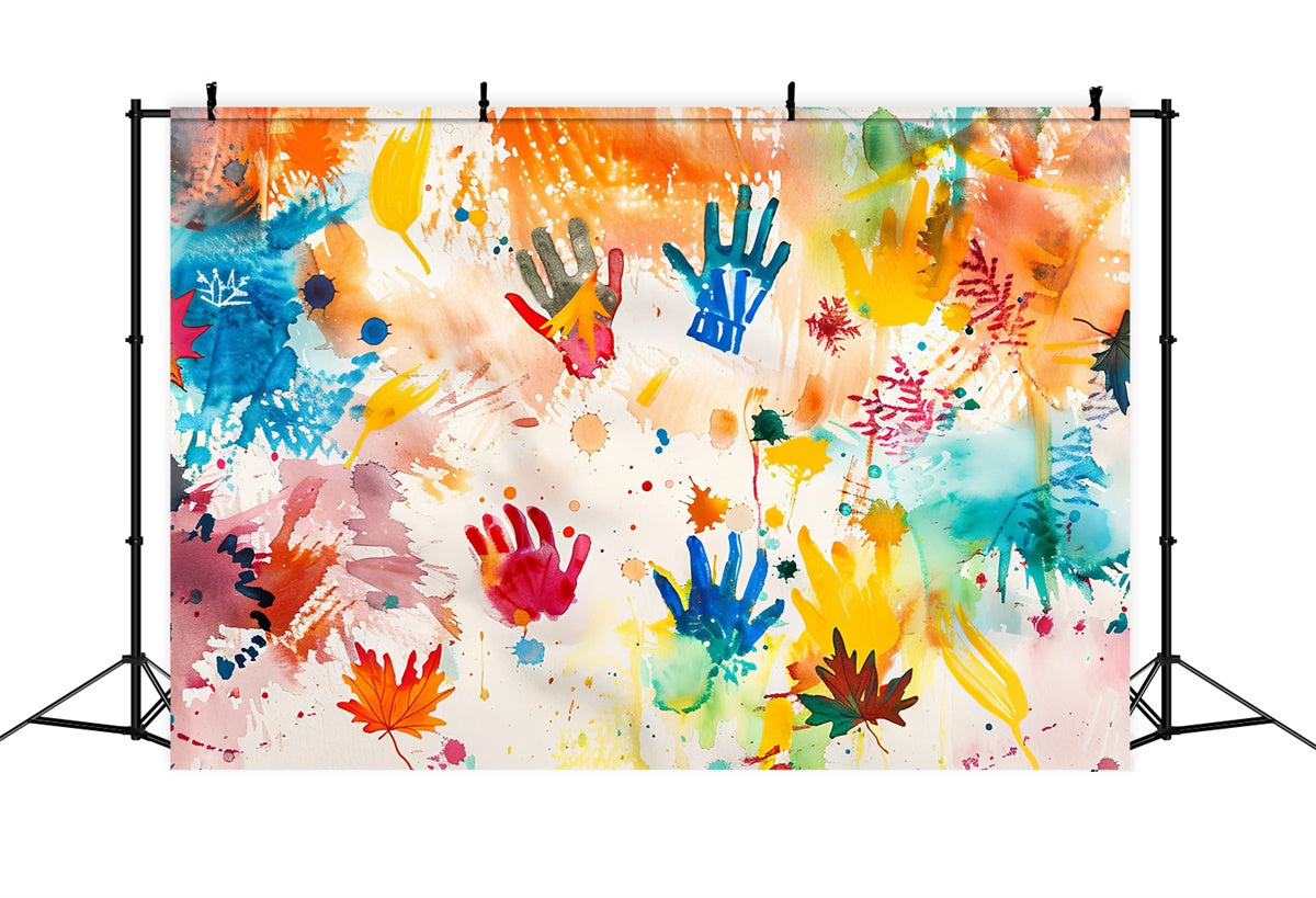 Graffiti Wall Backdrop Colorful Handprint Art Backdrop UK BRP12-146