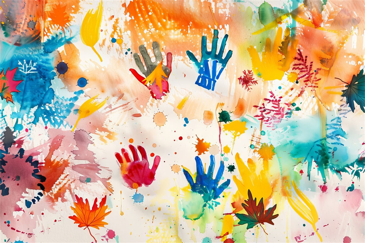 Graffiti Wall Backdrop Colorful Handprint Art Backdrop UK BRP12-146