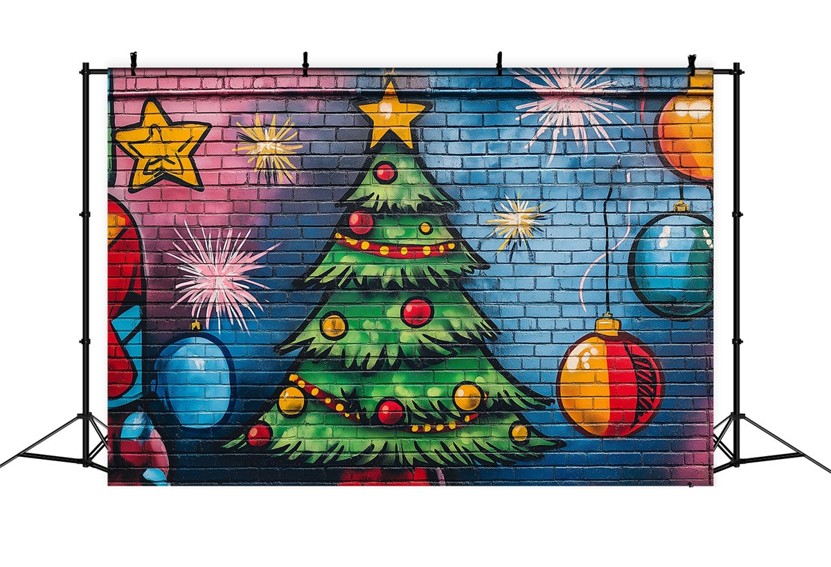 Graffiti Backdrop Christmas Colorful Brick Wall Backdrop UK BRP12-151