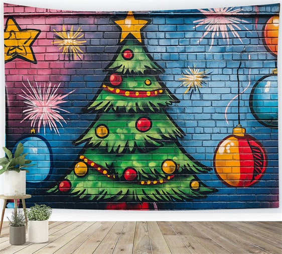 Graffiti Backdrop Christmas Colorful Brick Wall Backdrop UK BRP12-151