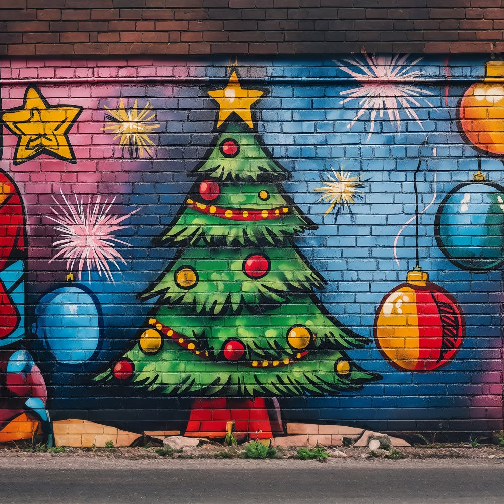 Graffiti Backdrop Christmas Colorful Brick Wall Backdrop UK BRP12-151