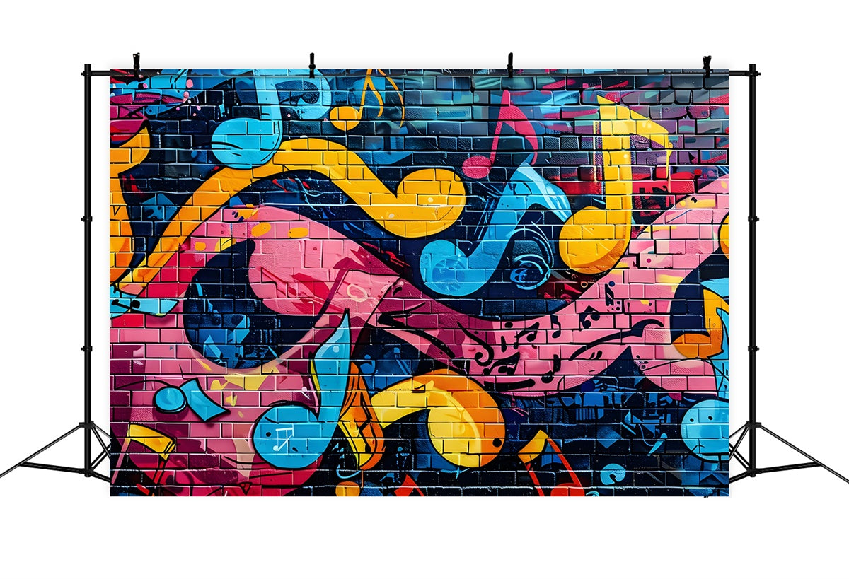 Graffiti Wall Backdrop Music Note Color Brick Backdrop UK BRP12-156