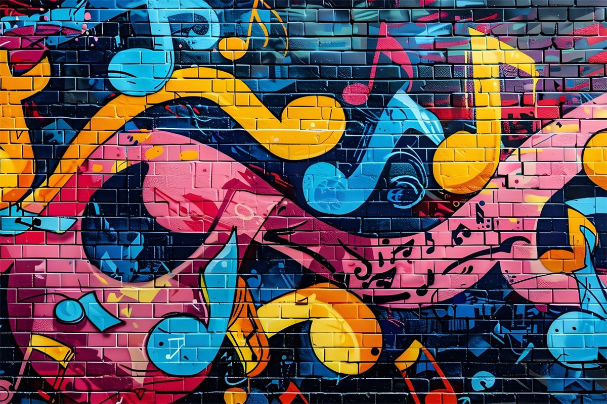 Graffiti Wall Backdrop Music Note Color Brick Backdrop UK BRP12-156