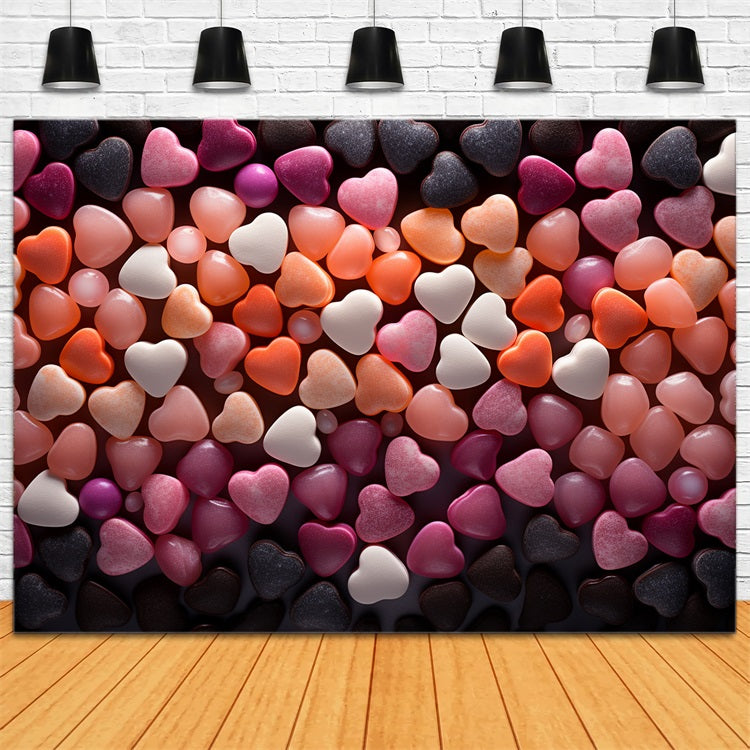 Valentines Heart Backdrop Colorful Heart Shaped Candy Backdrop UK BRP12-165