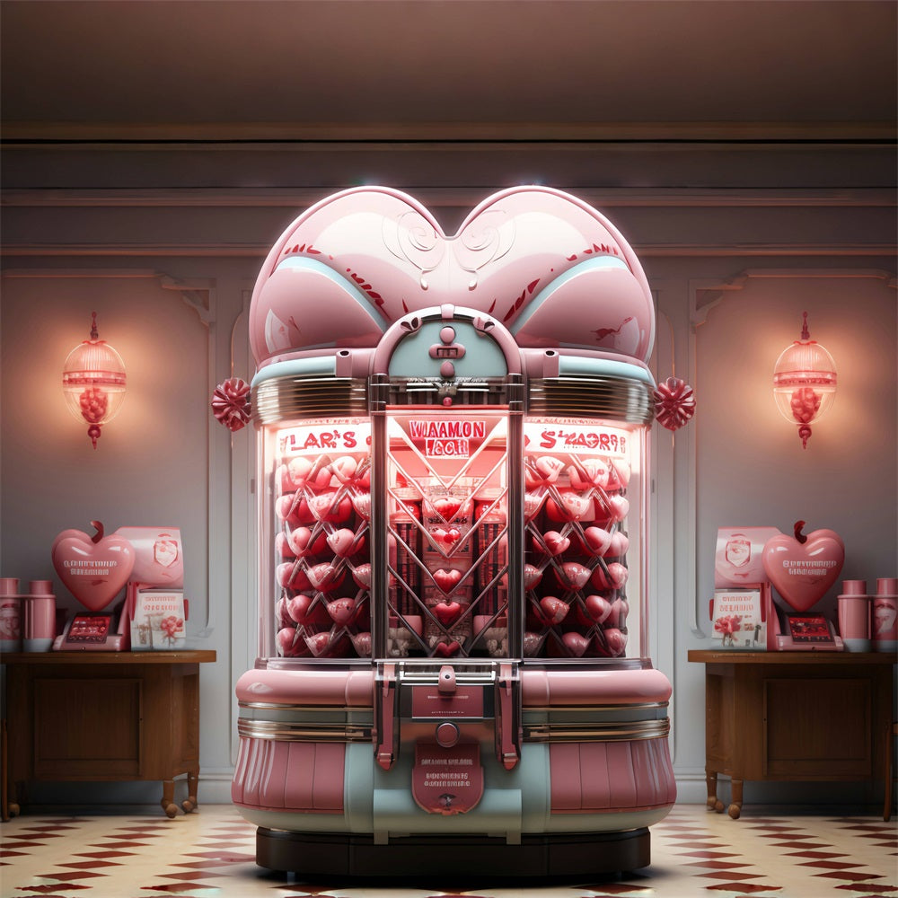 Valentine's Photo Backdrop Pink Candy Machine Heart Backdrop UK BRP12-169