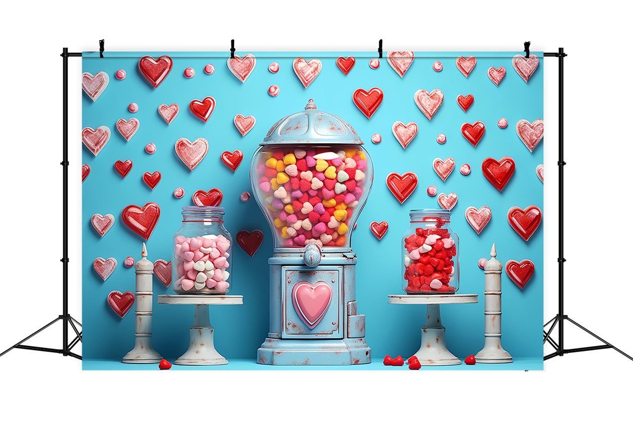 Backdrops Valentines Blue Background Candy Jars Heart Backdrop UK BRP12-170