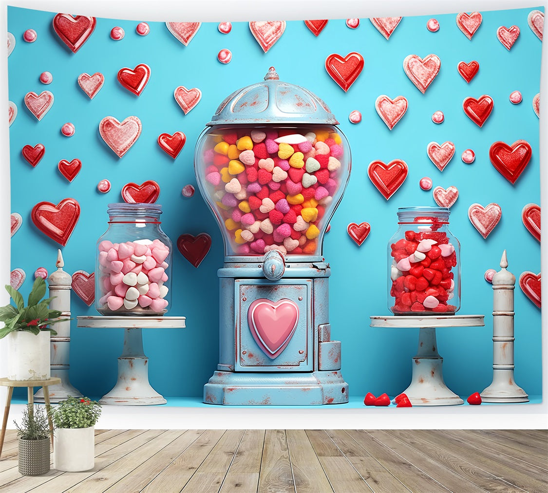 Backdrops Valentines Blue Background Candy Jars Heart Backdrop UK BRP12-170