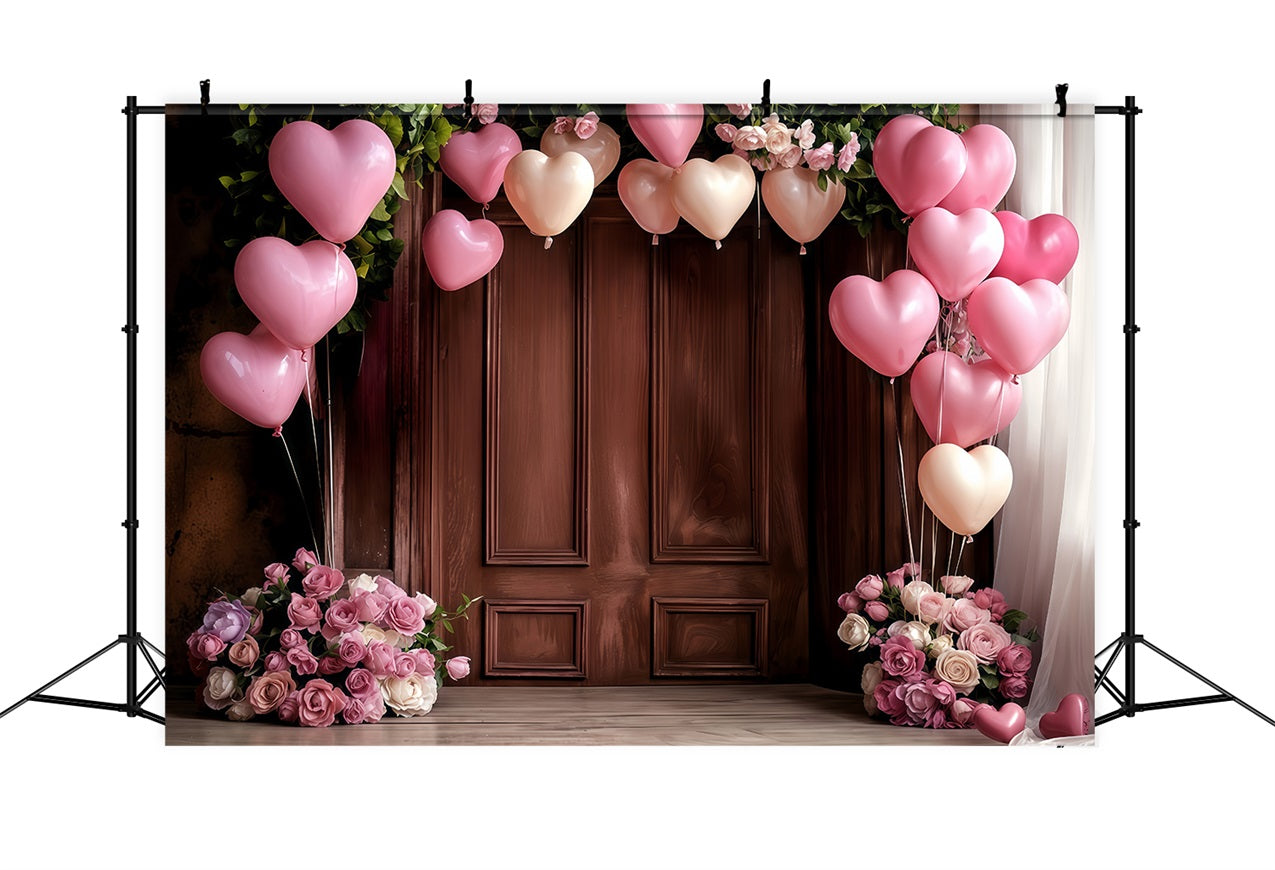 Valentines Backdrop Decor Heart Balloons Roses Backdrop UK BRP12-176