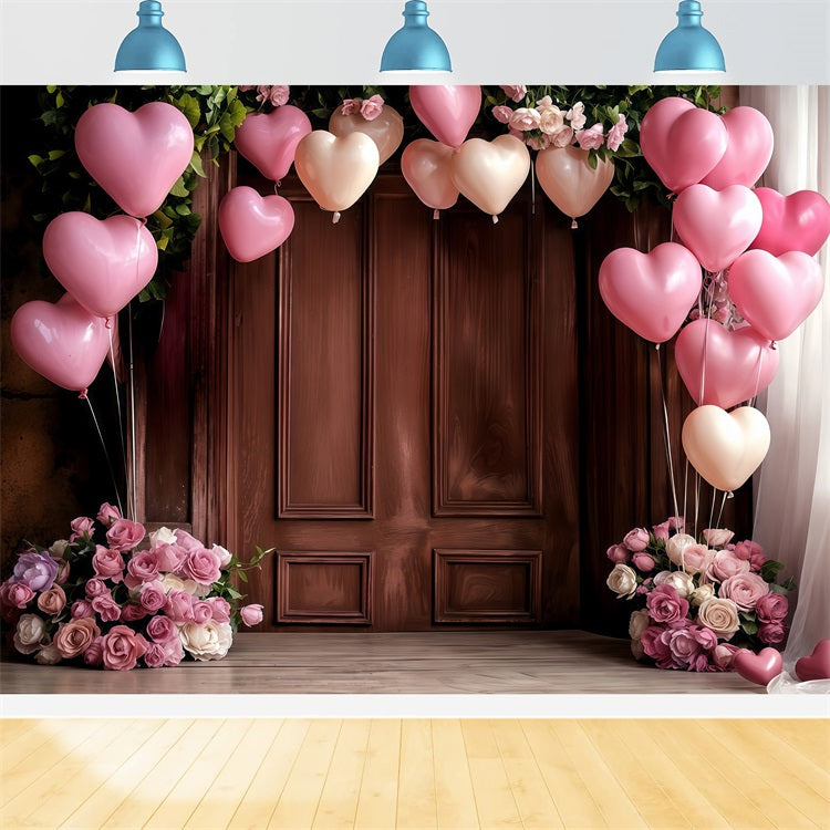 Valentines Backdrop Decor Heart Balloons Roses Backdrop UK BRP12-176