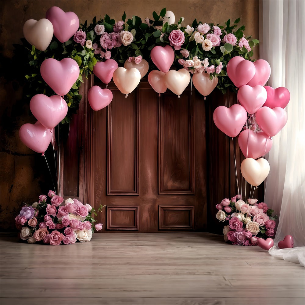 Valentines Backdrop Decor Heart Balloons Roses Backdrop UK BRP12-176