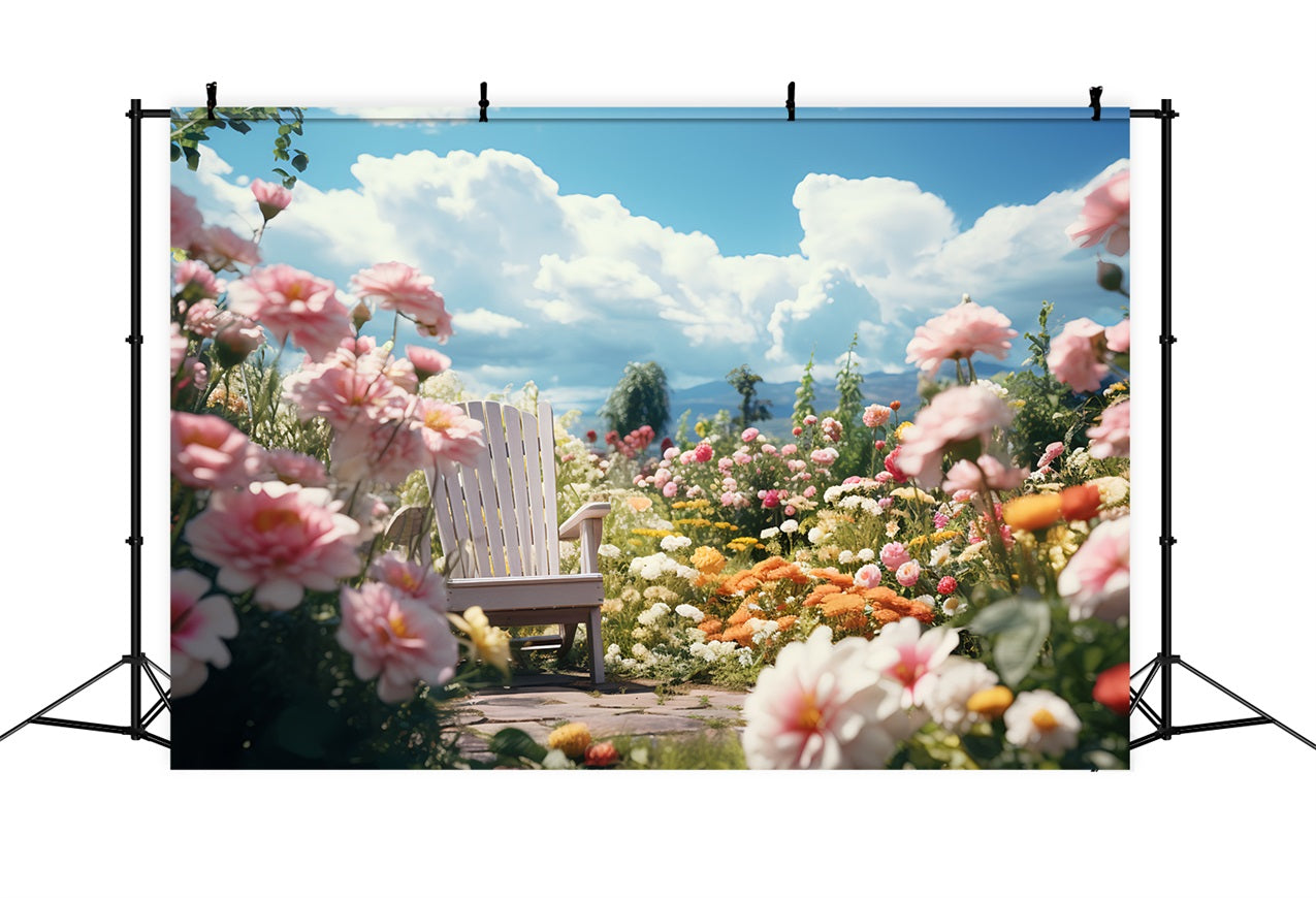 Valentine Photo Shoot Backdrop Chair Blooming Flower Backdrop UK BRP12-180